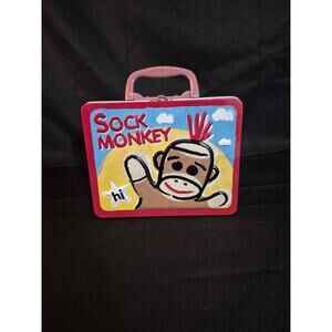 Schylling SOCK MONKEY Lunch Box or Keepsake Box NEW